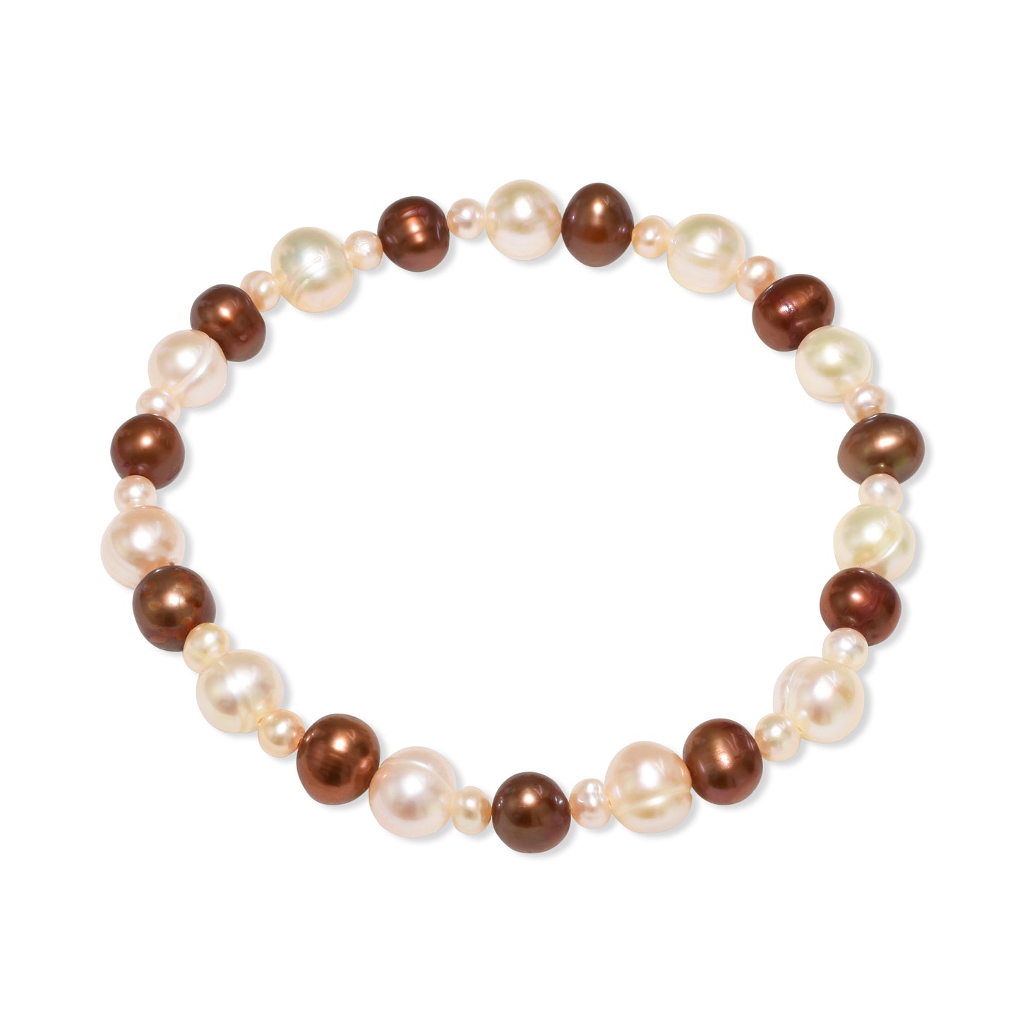 Multi Choco Pink Fresh Water Pearl Stretch Bracelet