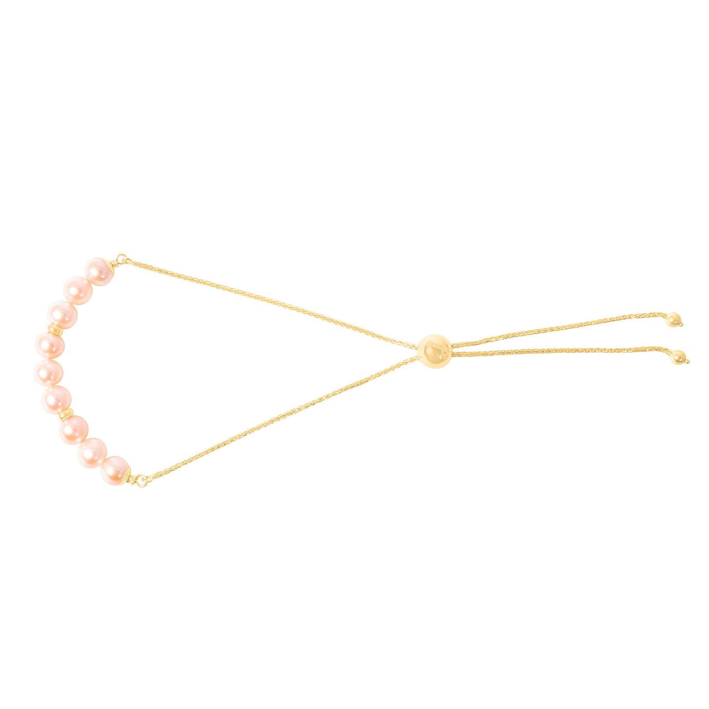 14k Pink Freshwater Pearls Adjustable Bracelet 10.25"