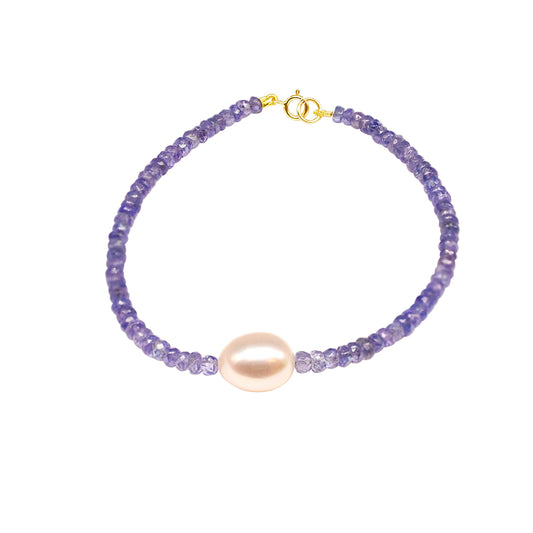 14k Amethyst Pink Freshwater Pearl Bracelet 6.5''