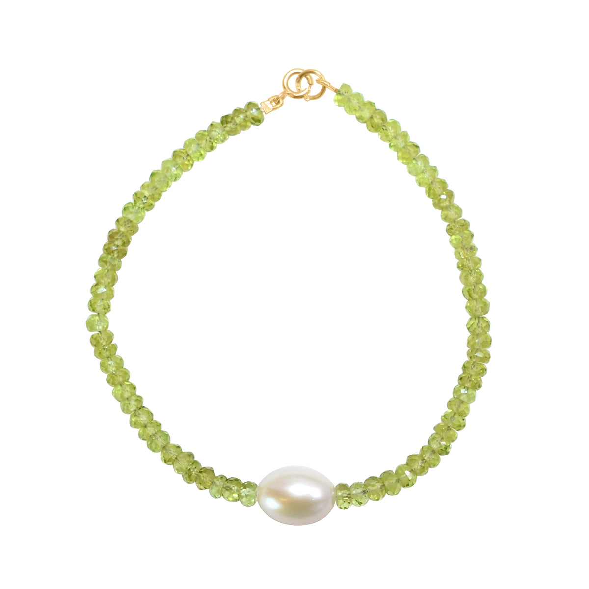 14k Gemstones with White Freshwater Pearl Bracelet