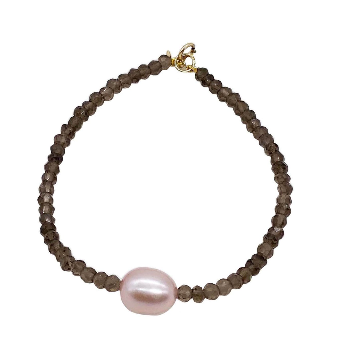 14k Smoky Quartz Pink Freshwater Pearl Bracelet