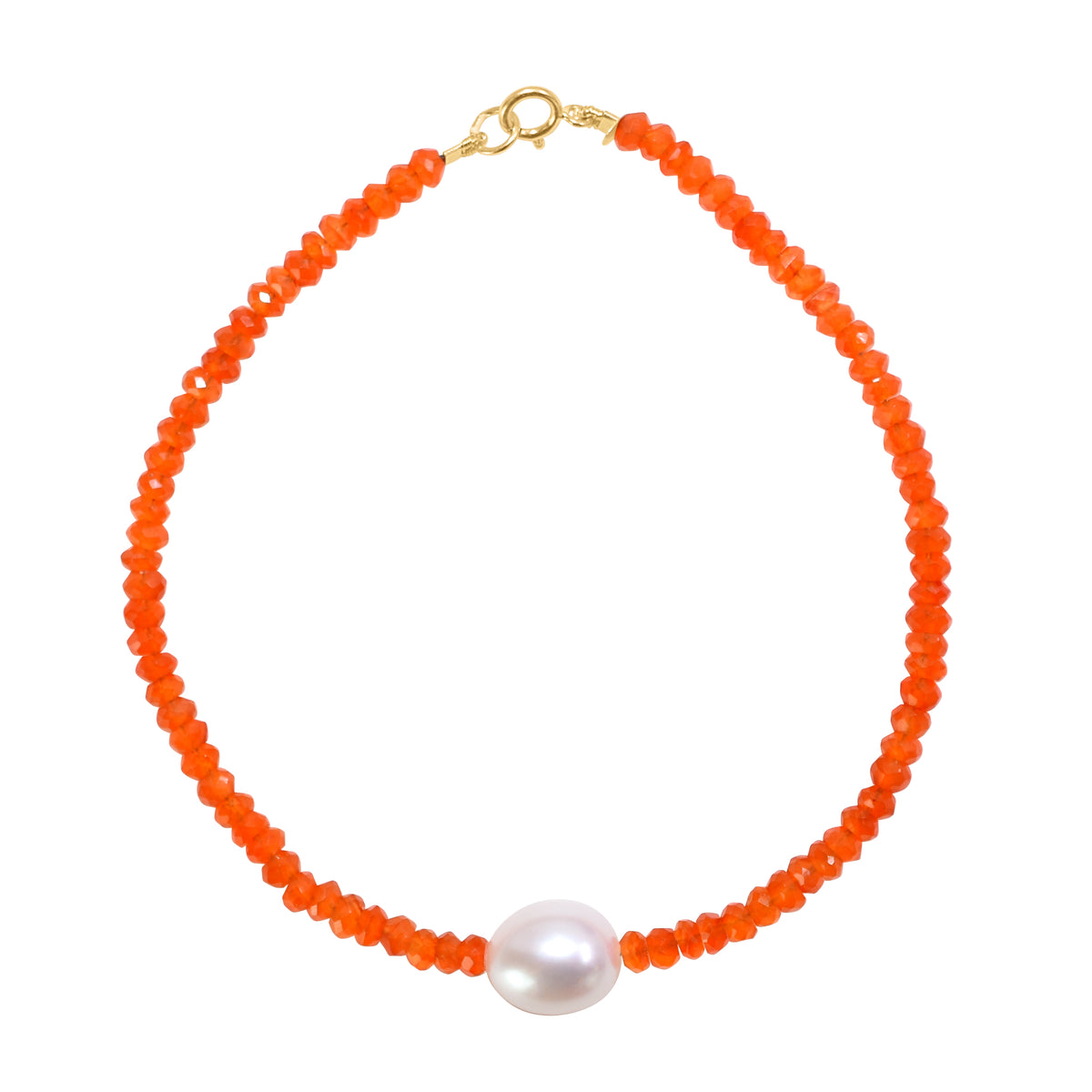 14k Gemstones with White Freshwater Pearl Bracelet
