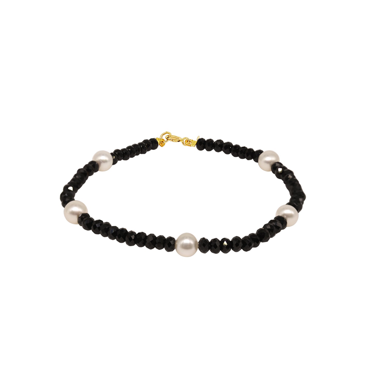 14k Gemstones with White Pearl Bracelet