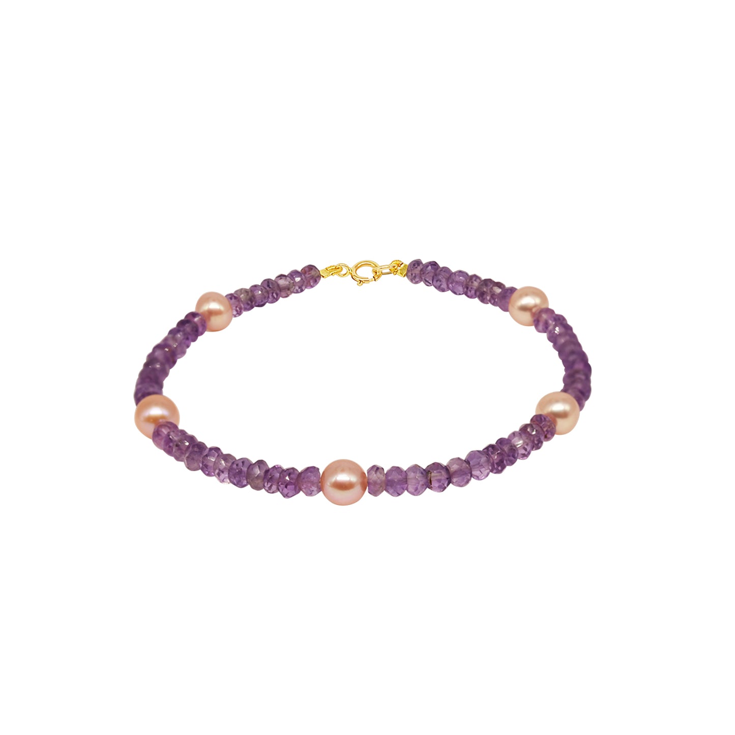 14k Gemstones with White Pearl Bracelet