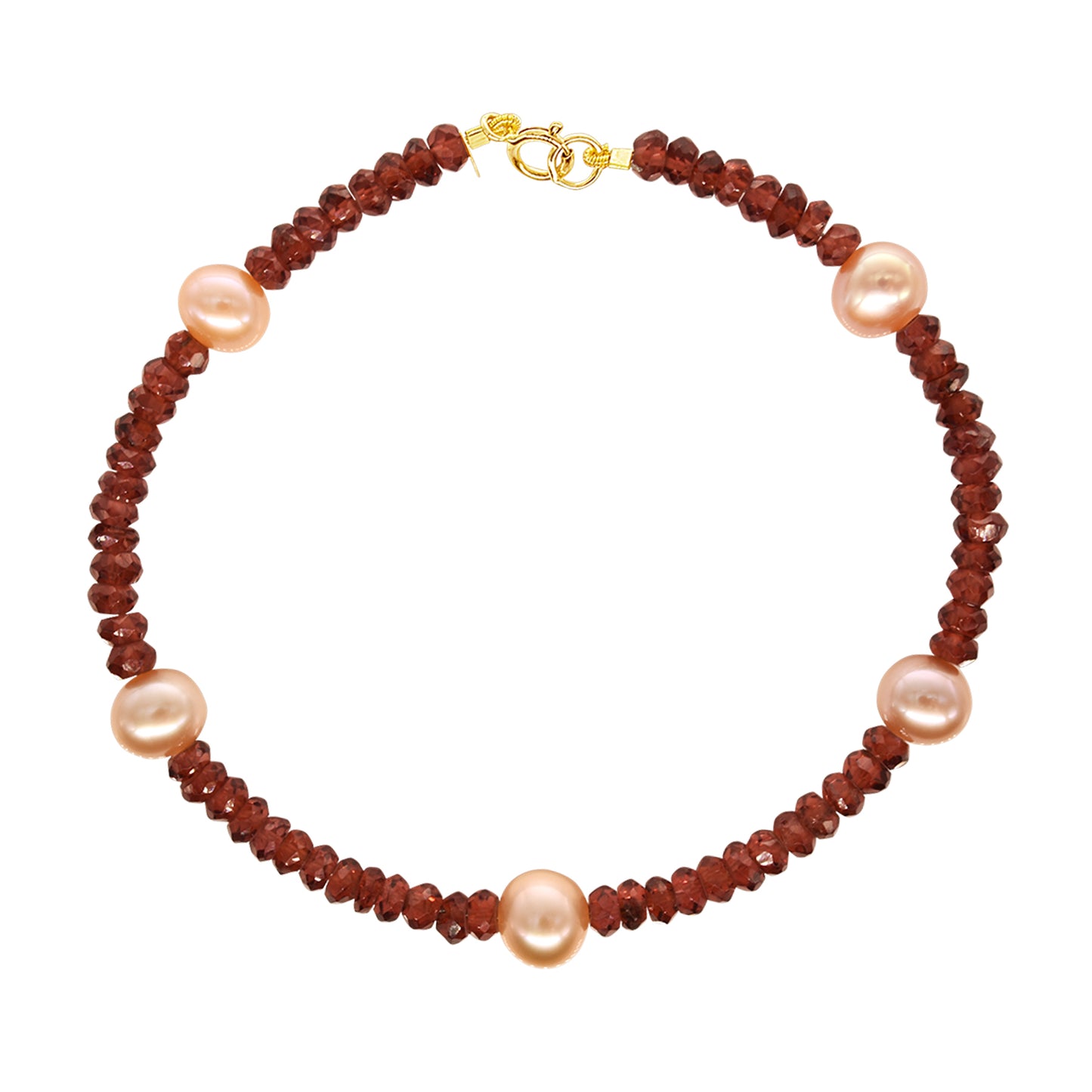 14k Gemstones with White Pearl Bracelet