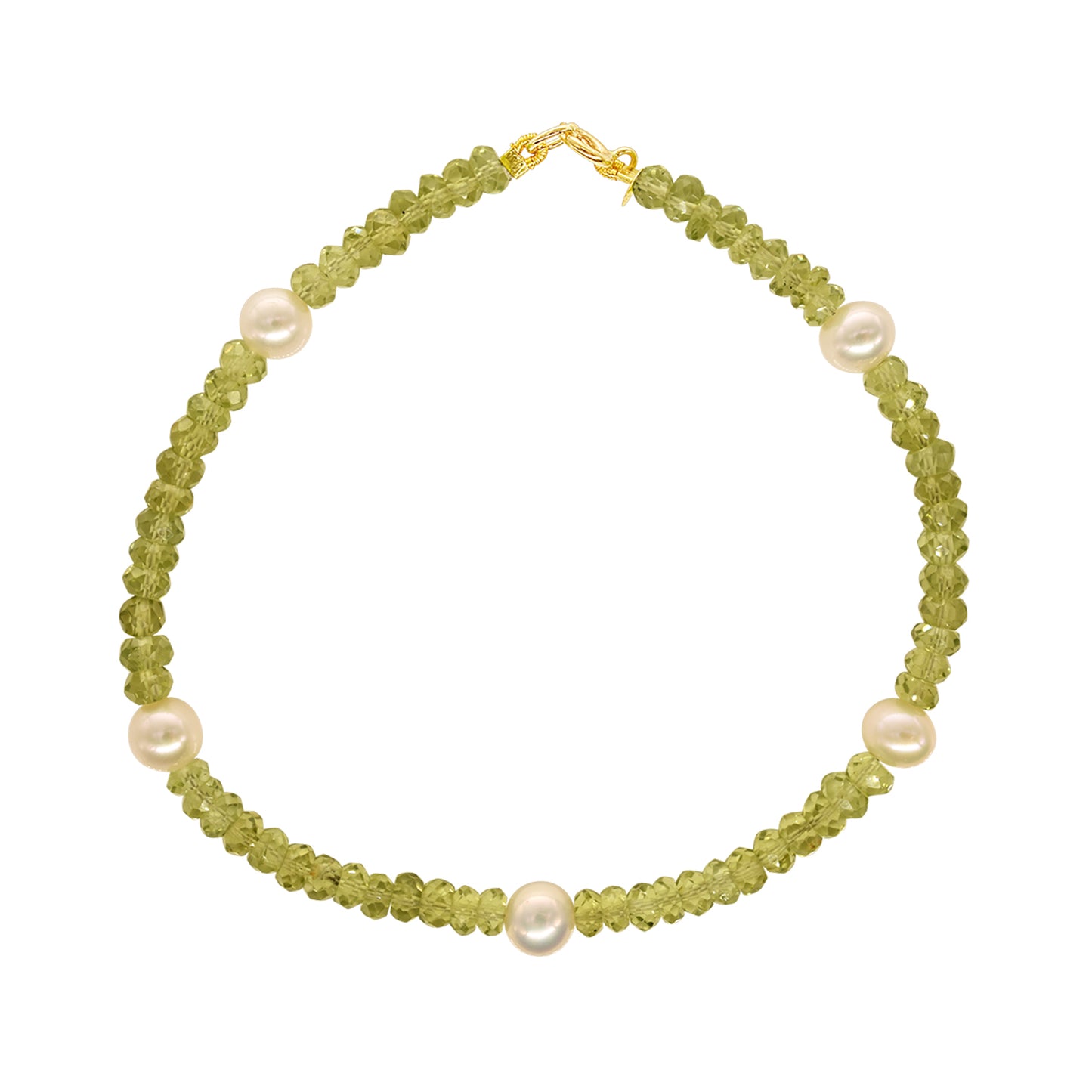 14k Gemstones with White Pearl Bracelet