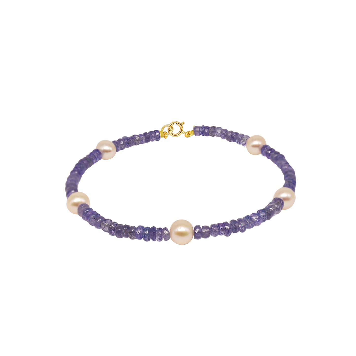 14k Gemstones with White Pearl Bracelet