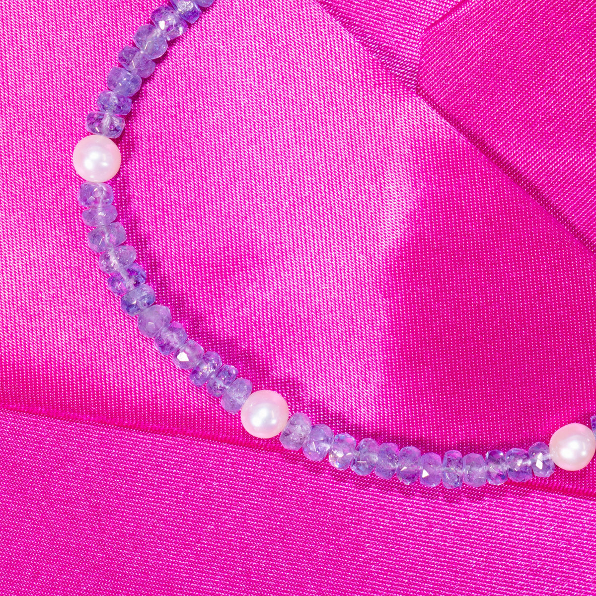 14k Gemstones with White Pearl Bracelet