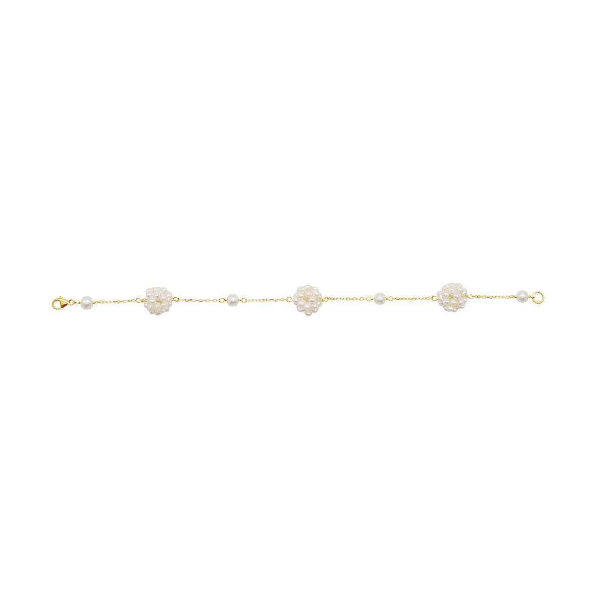 14k White Freshwater Pearl Popcorn Station Bracelet 7.5"