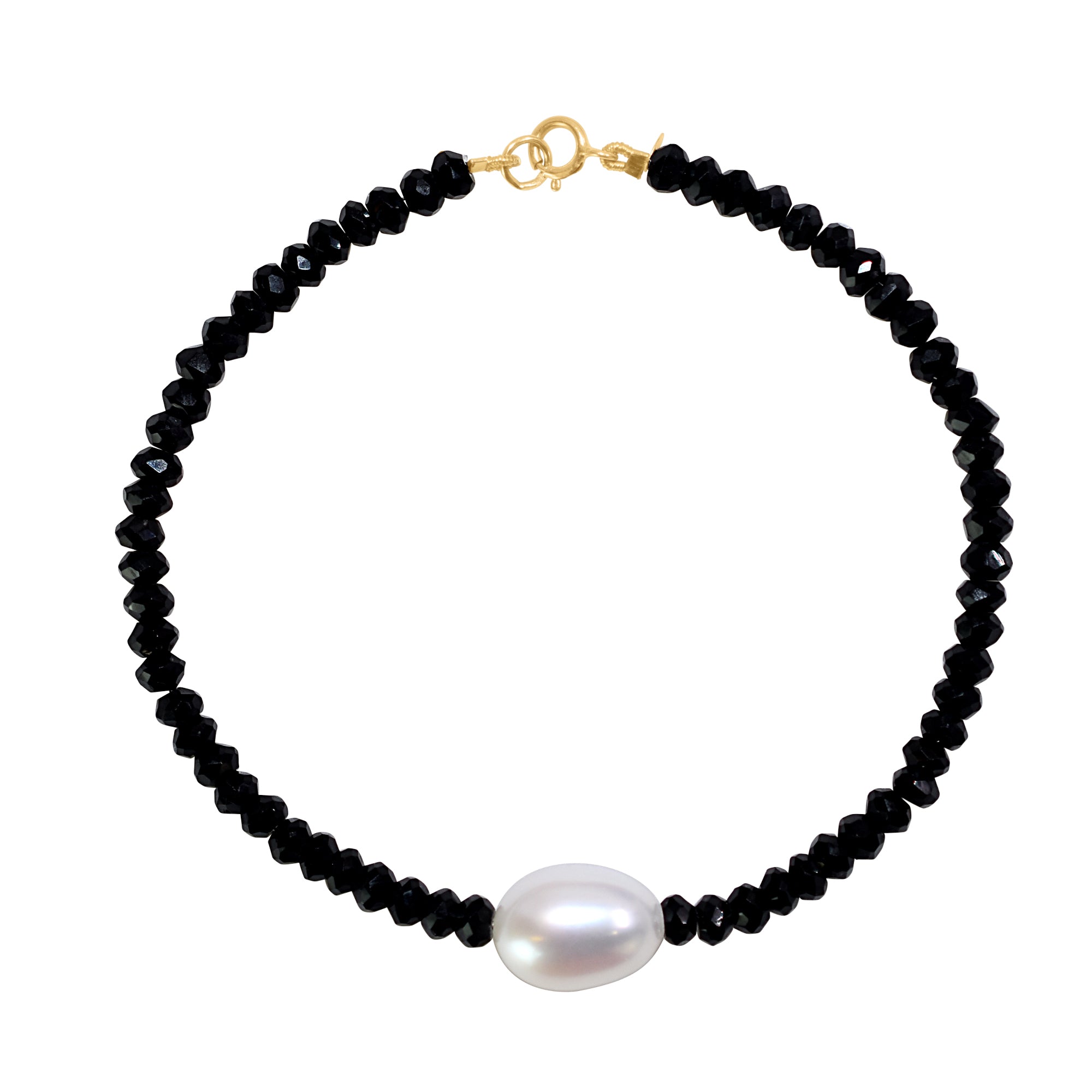 14k Gemstones with White Freshwater Pearl Bracelet