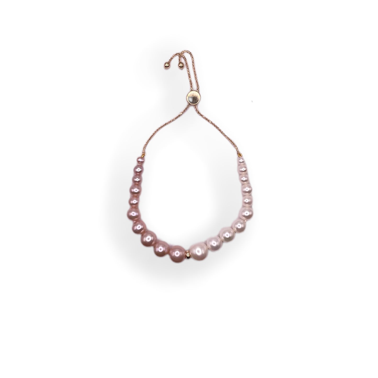 14k White & Pink Freshwater Pearl Bolo Bracelet