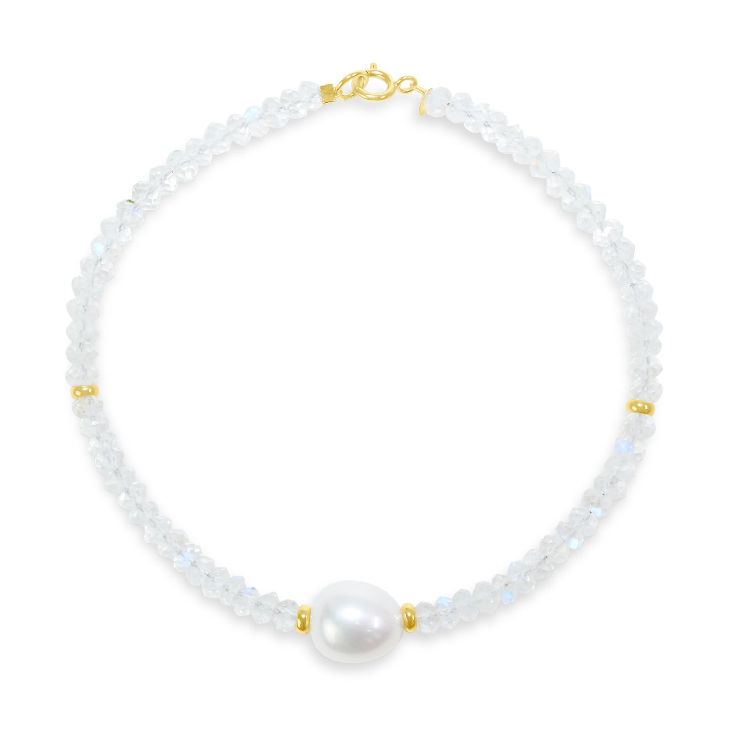 14k Shades of Gemstones, Gold Roundel and Freshwater Pearl Bracelet