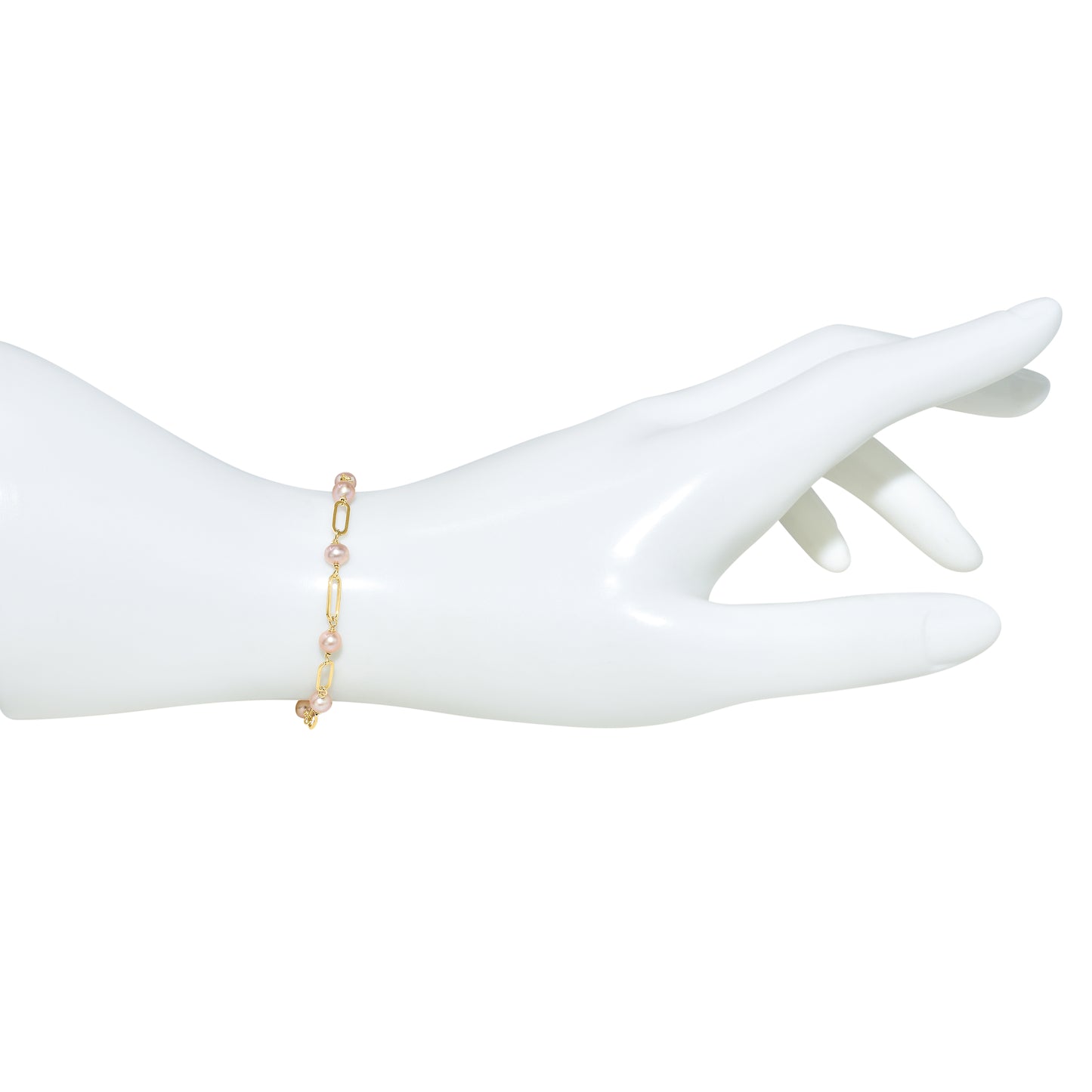 14k Natural Pink Pearl Paperclip Chain Bracelet