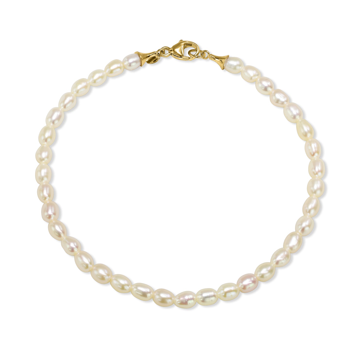 14k White Pearl Bell Cup End Bracelet