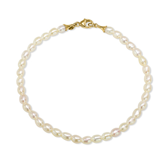 14k White Pearl Bell Cup End Bracelet