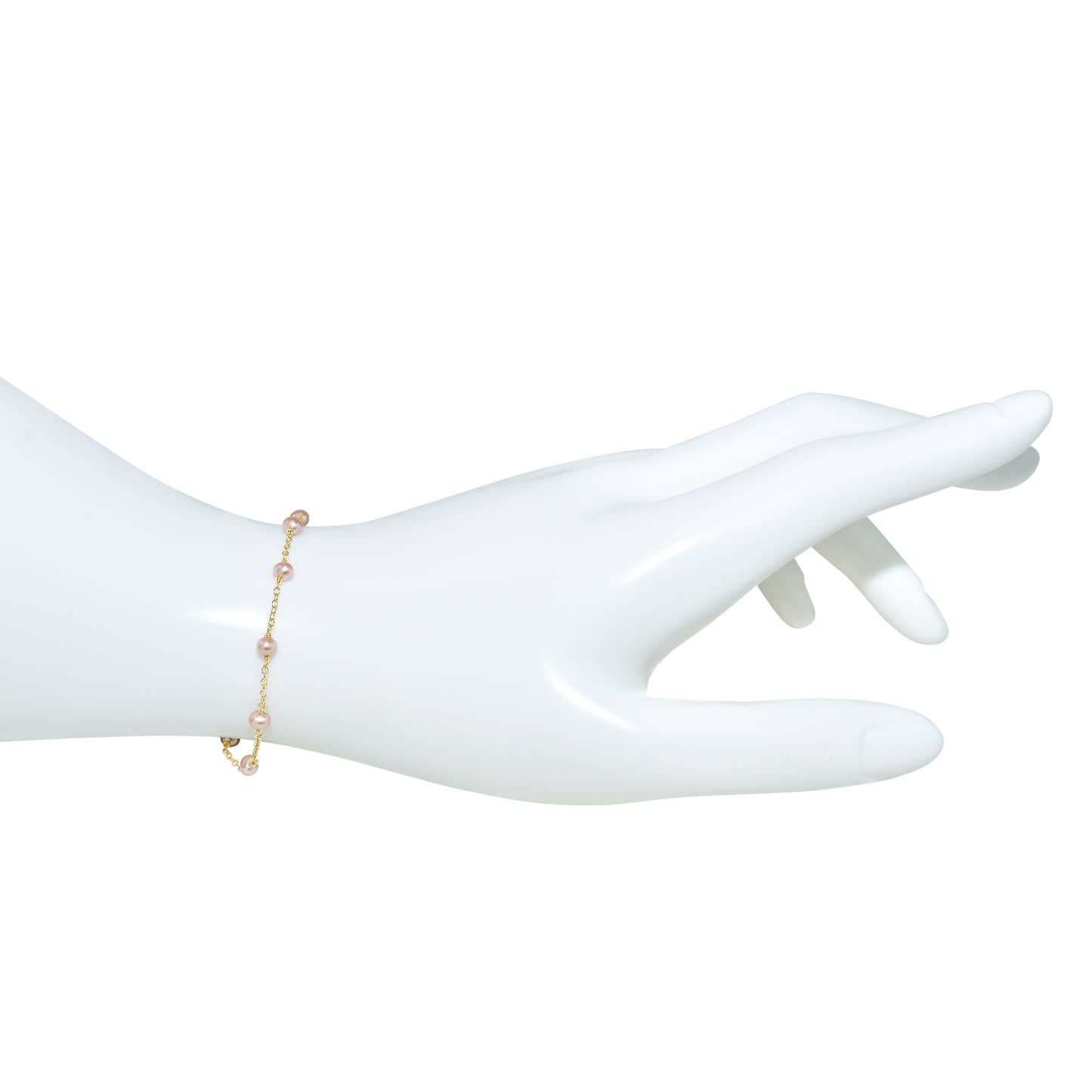 14k Natural Pink Pearl Station Bracelet