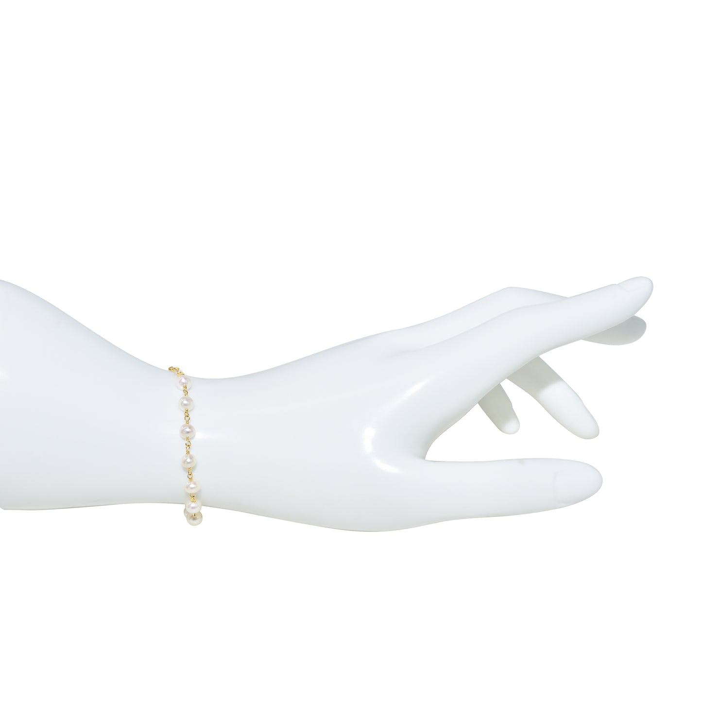 14k White Pearl Paperclip Bracelet