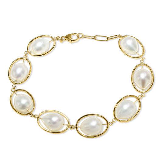 14k White Pearl Floating Bracelet