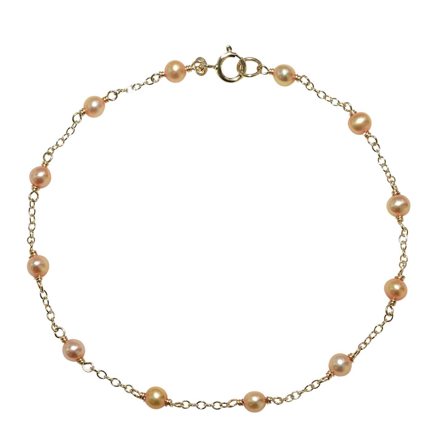 14k Champagne Pearl Link Bracelet