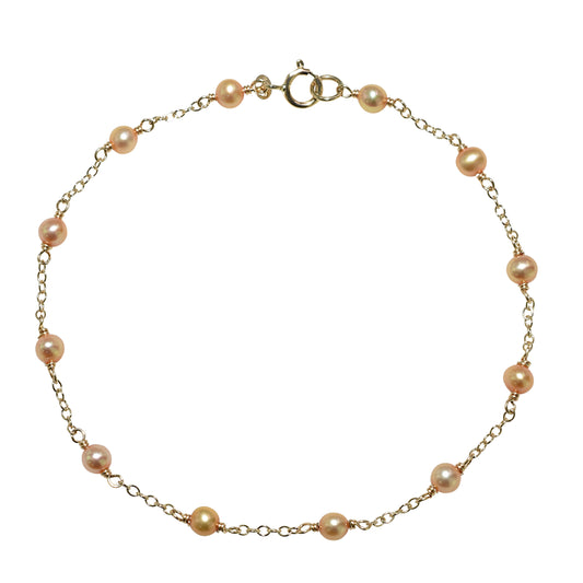 14k Champagne Pearl Link Bracelet