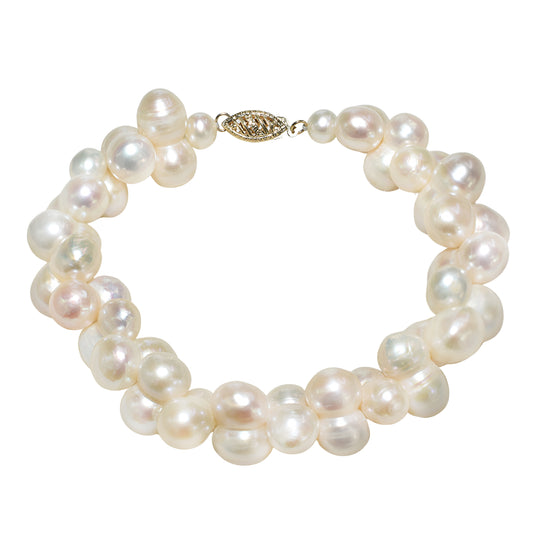 14k White Peanut Pearl Bracelet