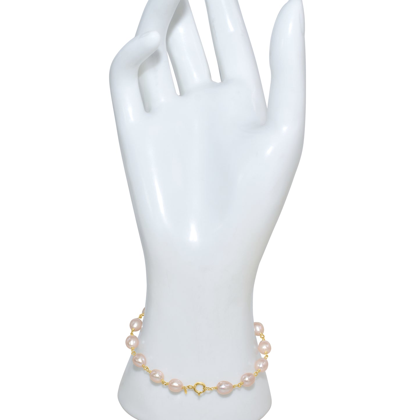 14k Natural Pink Rice Pearl Link Bracelet