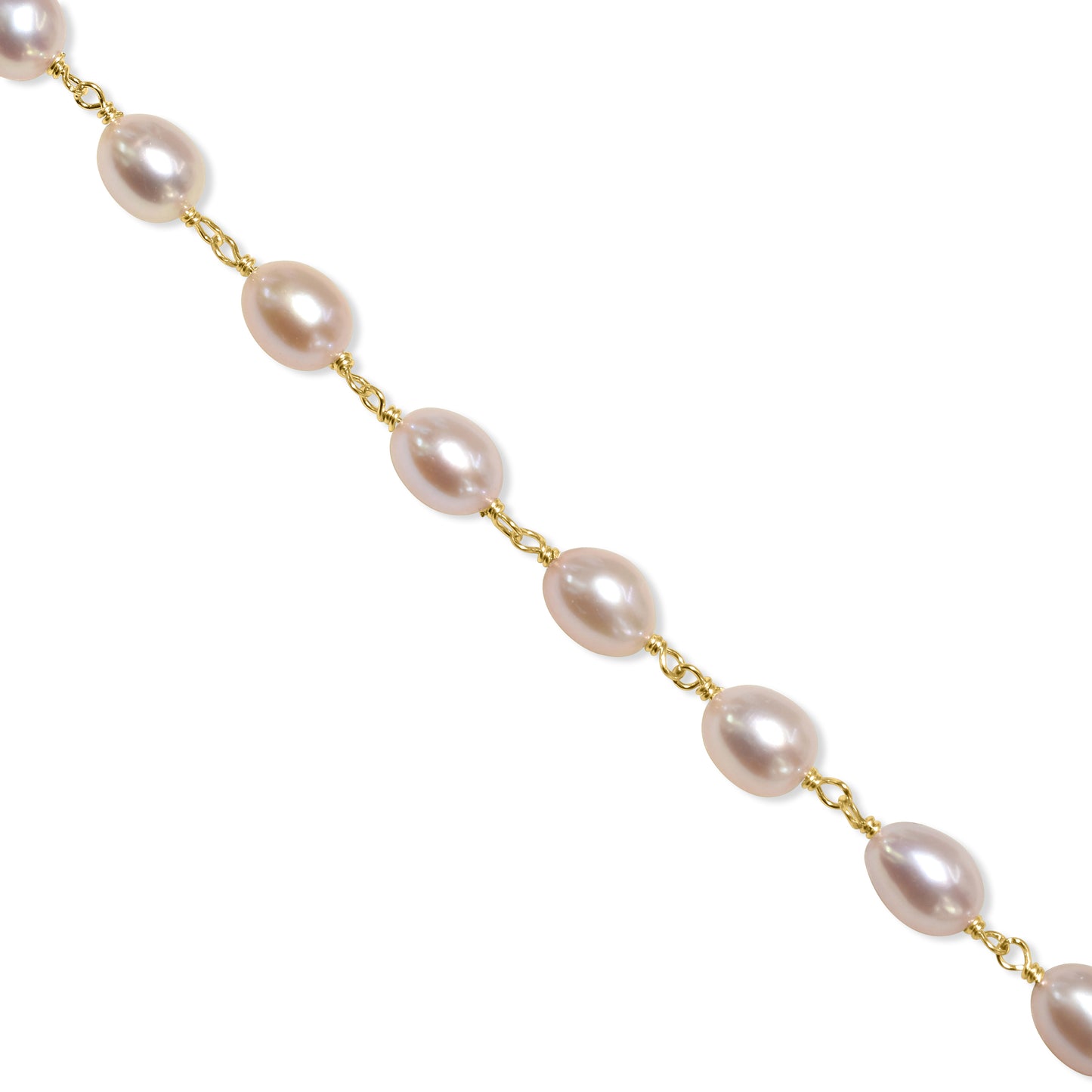 14k Natural Pink Rice Pearl Link Bracelet
