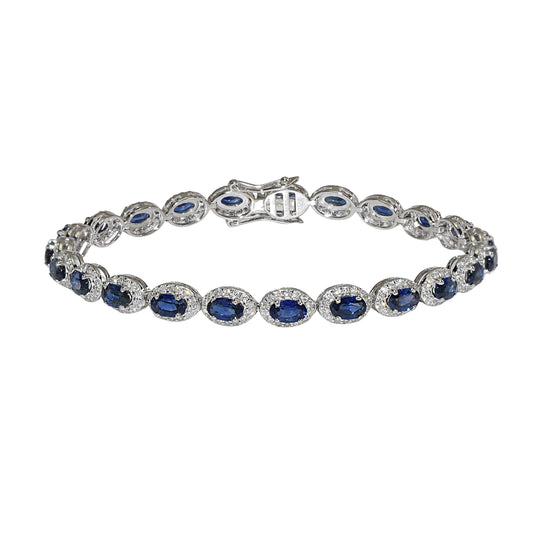 18k White Gold Sapphire Diamond Tennis Bracelet
