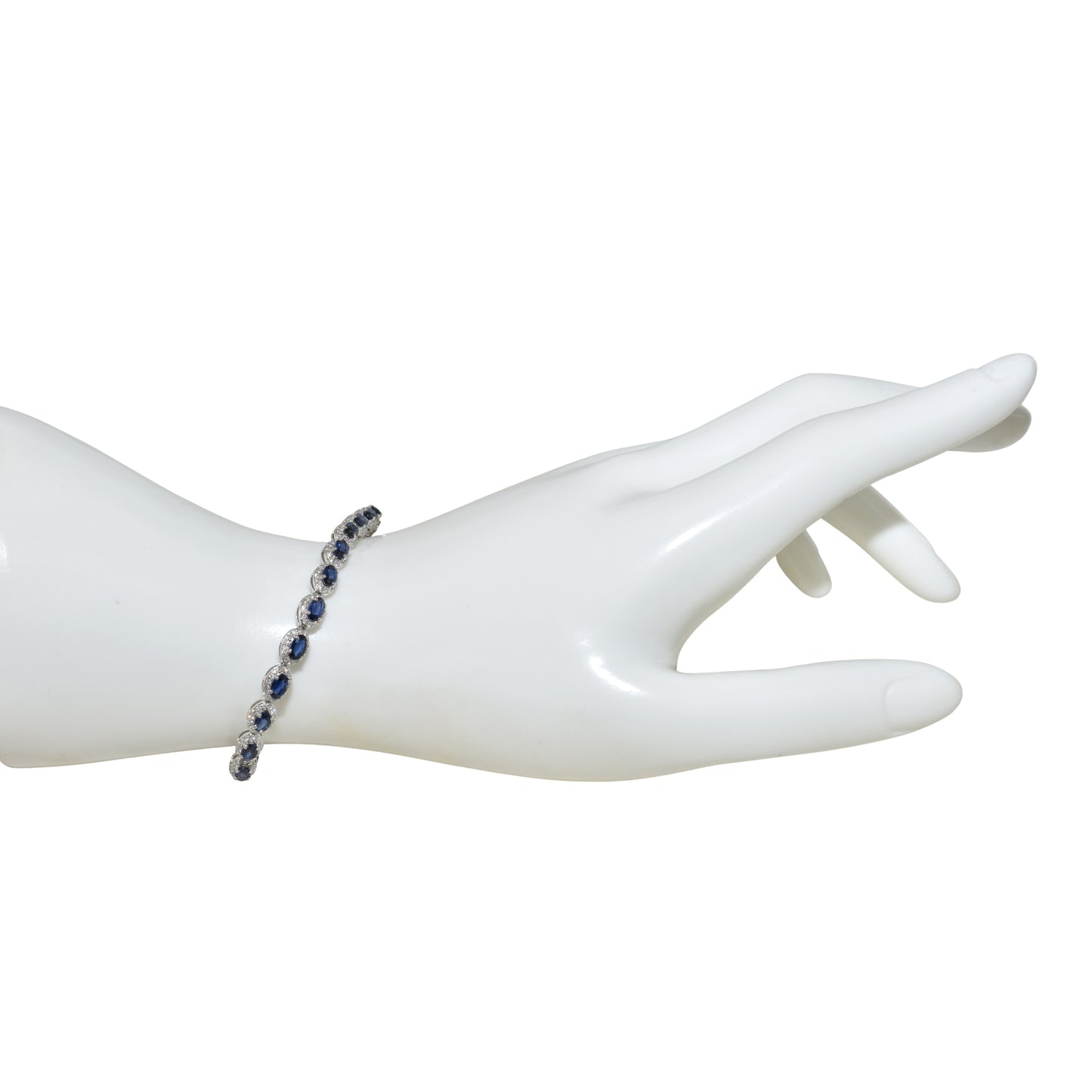 18k White Gold Sapphire Diamond Tennis Bracelet