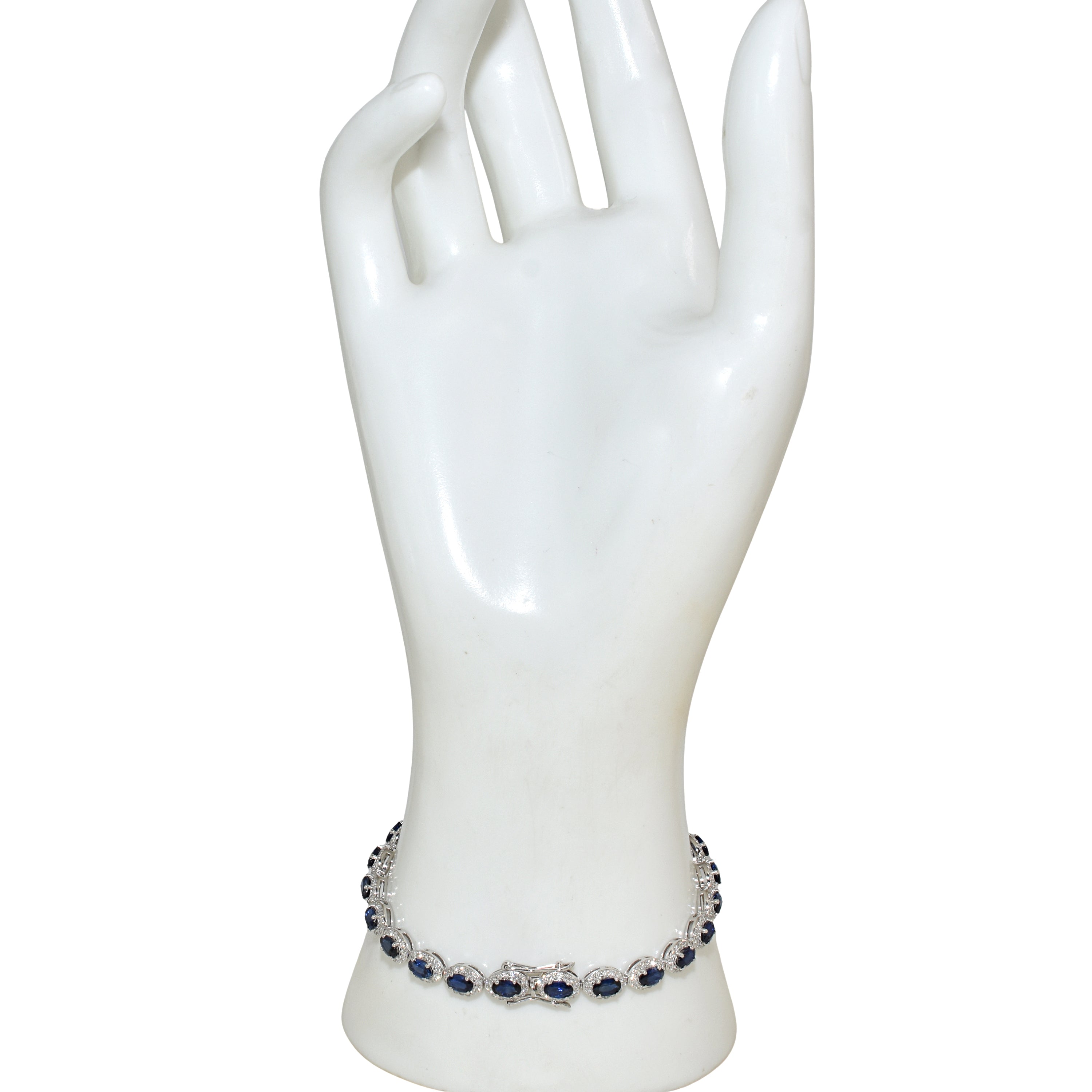 18k White Gold Sapphire Diamond Tennis Bracelet