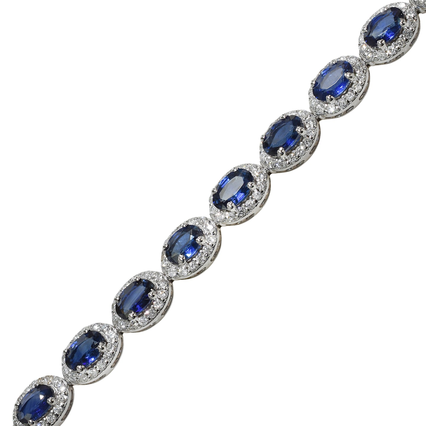 18k White Gold Sapphire Diamond Tennis Bracelet