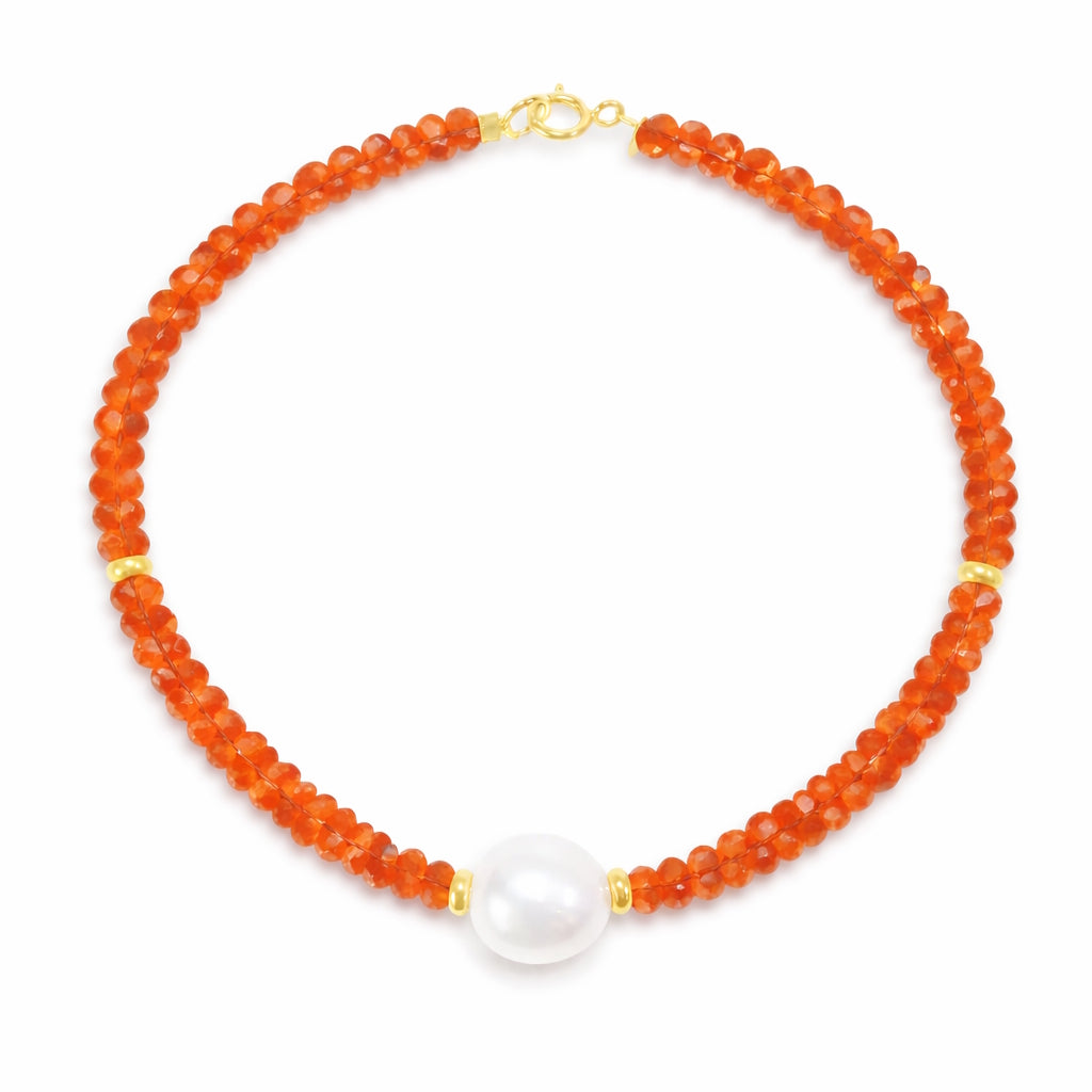14k Shades of Gemstones, Gold Roundel and Freshwater Pearl Bracelet