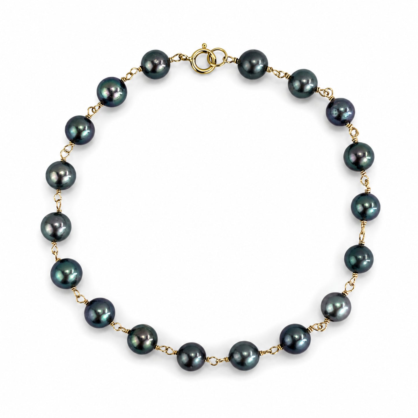 14k Peacock Pearl Link Bracelet