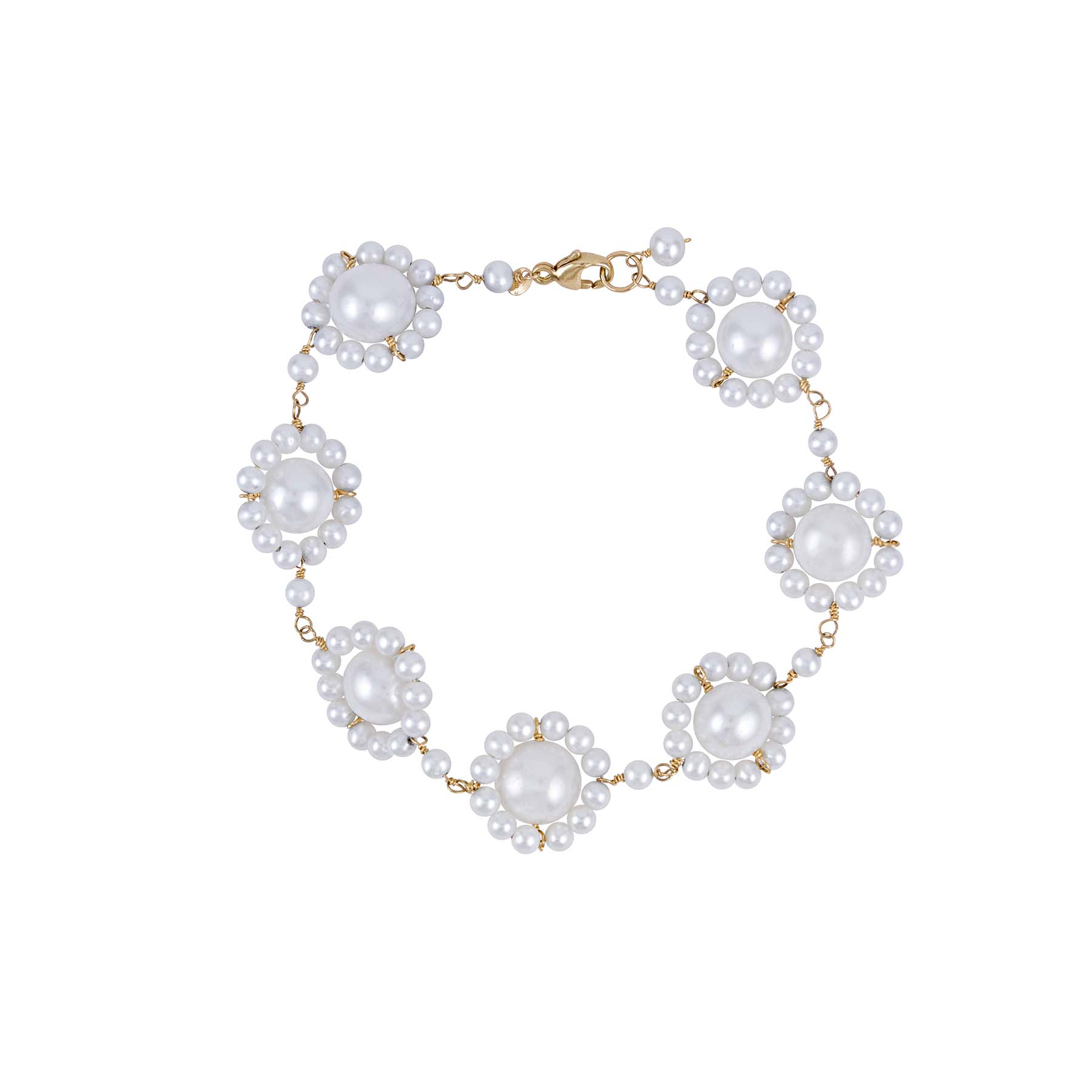 14k White Freshwater Pearl Bracelet 8"