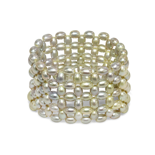 Green Rice Freshwater Pearl Strech Bracelet