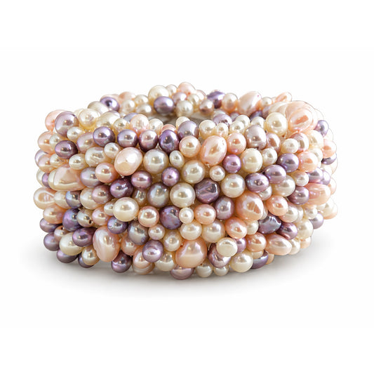 Multi Pink & Lavender Pearl Mixed Elastic Bracelet