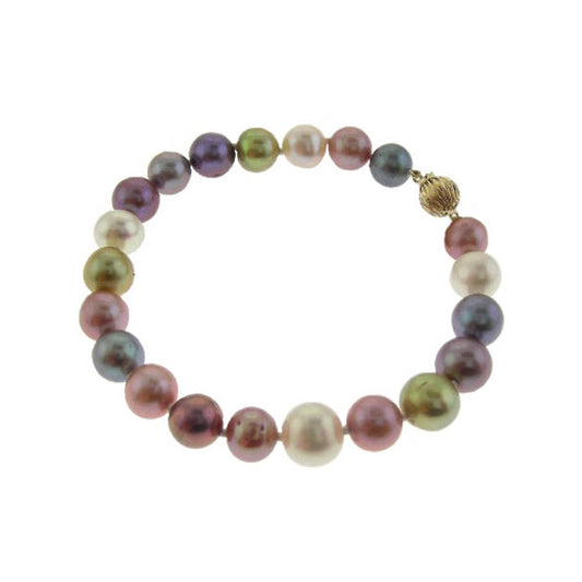 14k Multi Color Pearl Knotted Bracelet