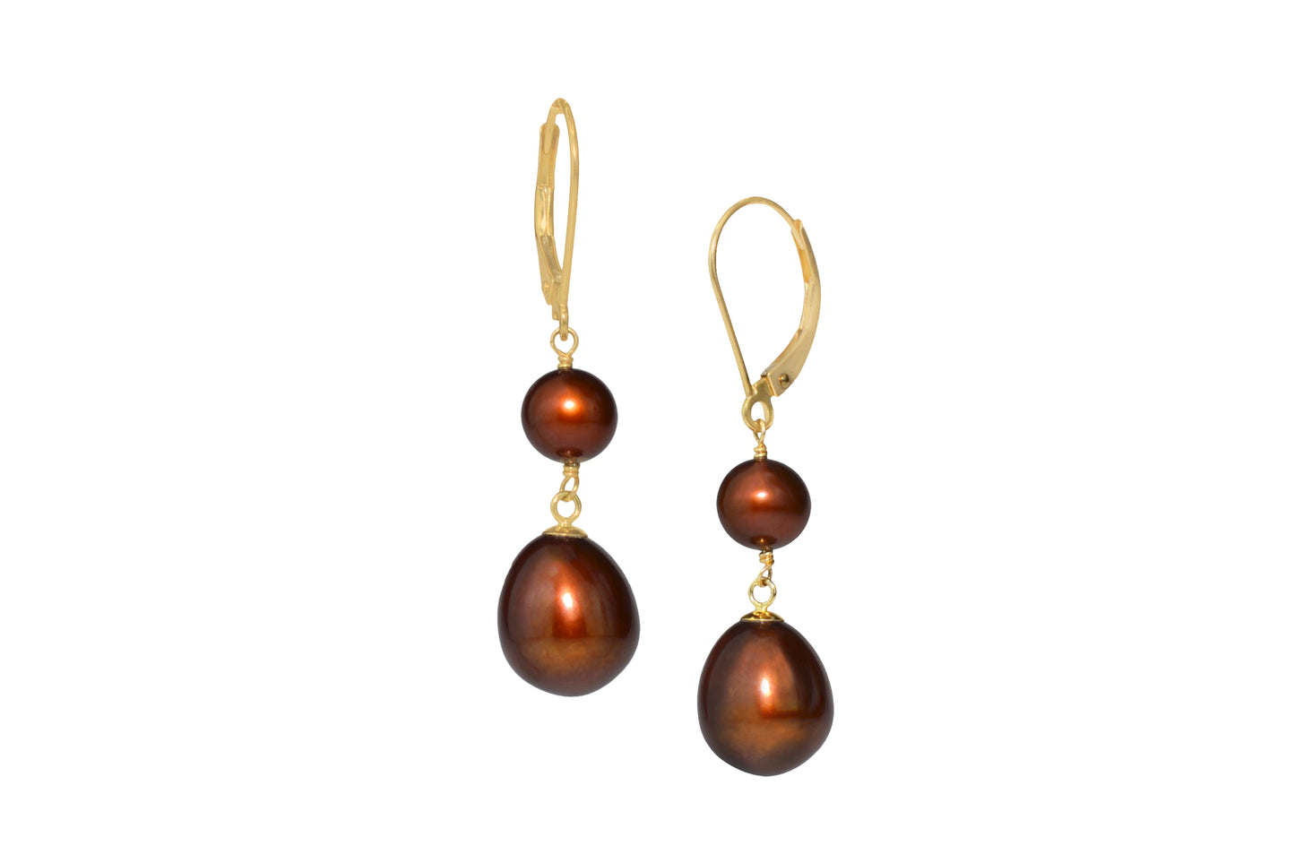 14k Chocolate Freshwater Pearl Leverback Earring