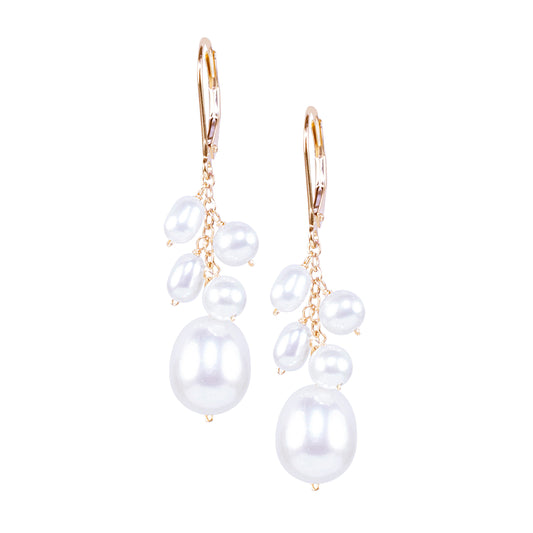 14k White Pearl Leverback Earring