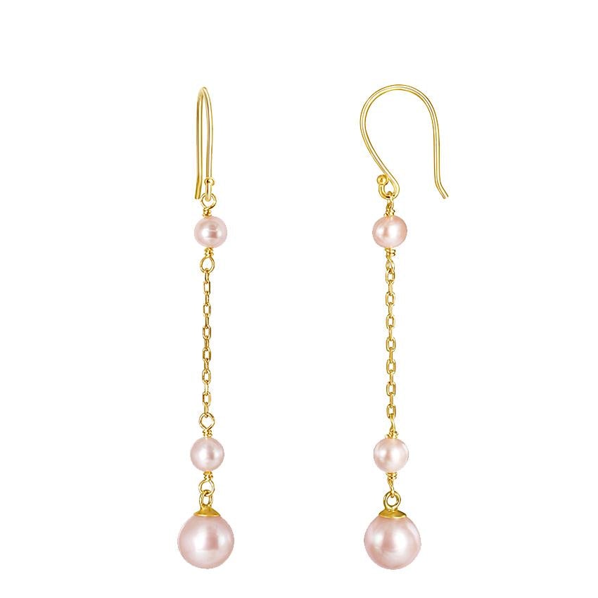 14k Natural Pink Pearl Earrings freeshipping - Jewelmak Shop