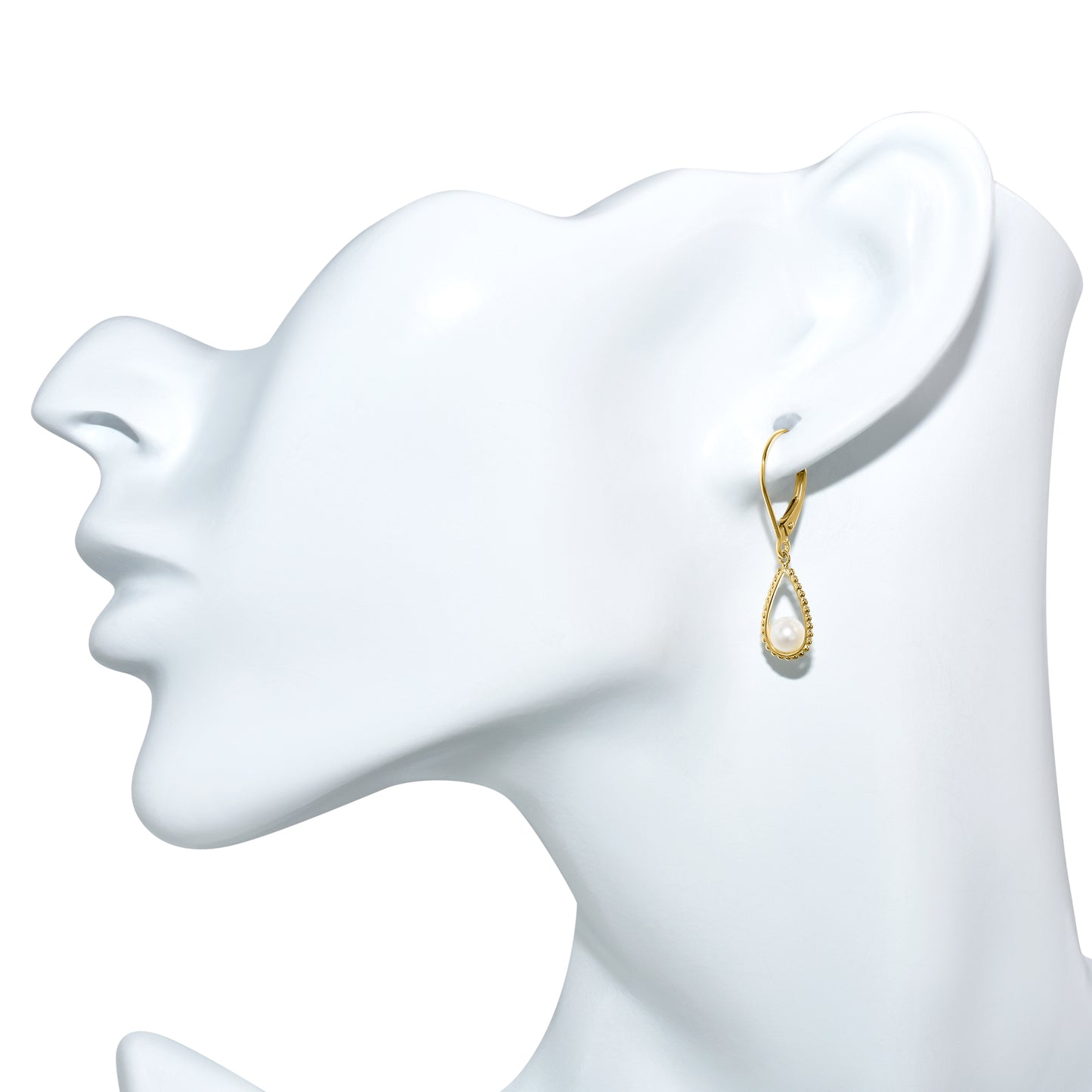 14k White Pearl Open Gold Pear Shape