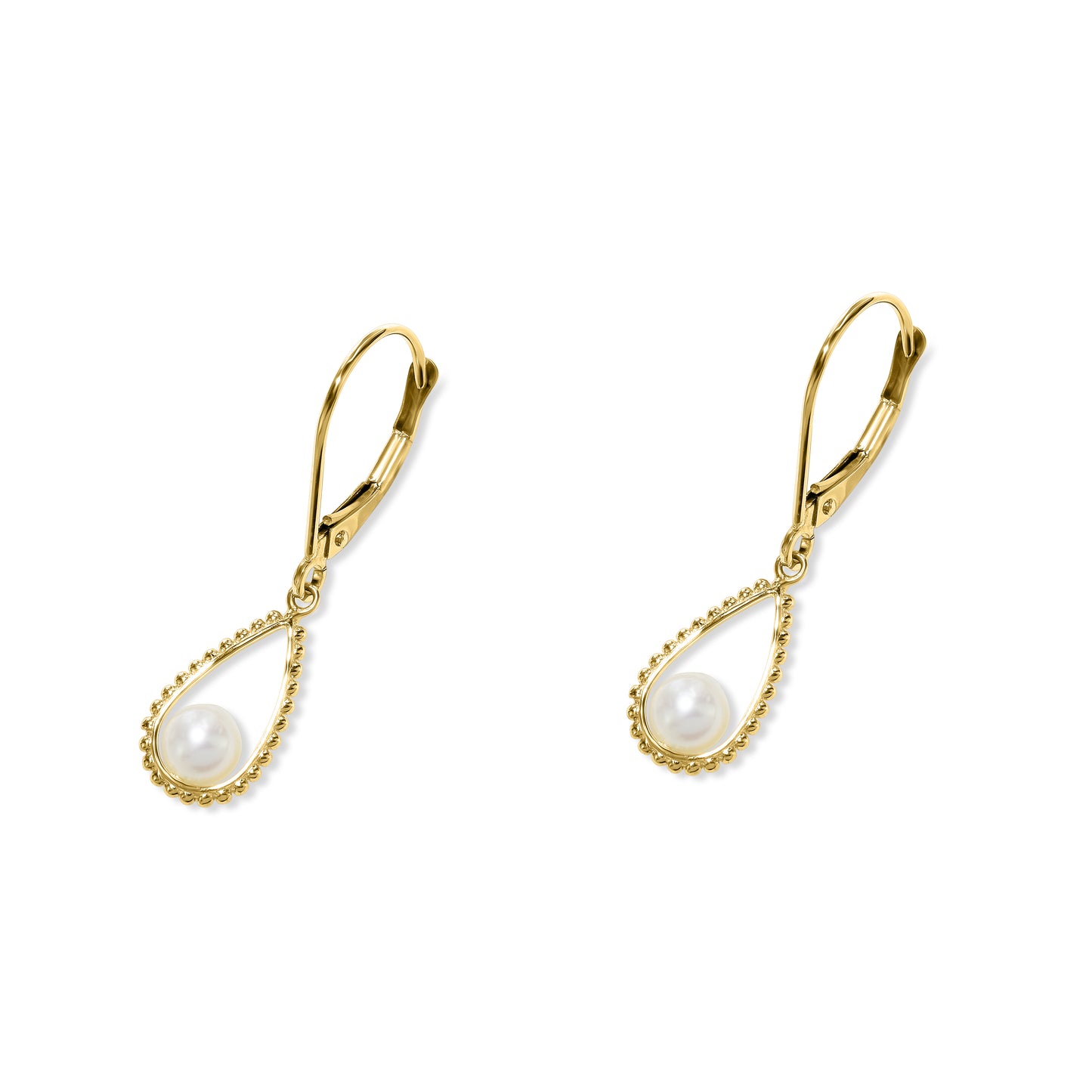 14k White Pearl Open Gold Pear Shape