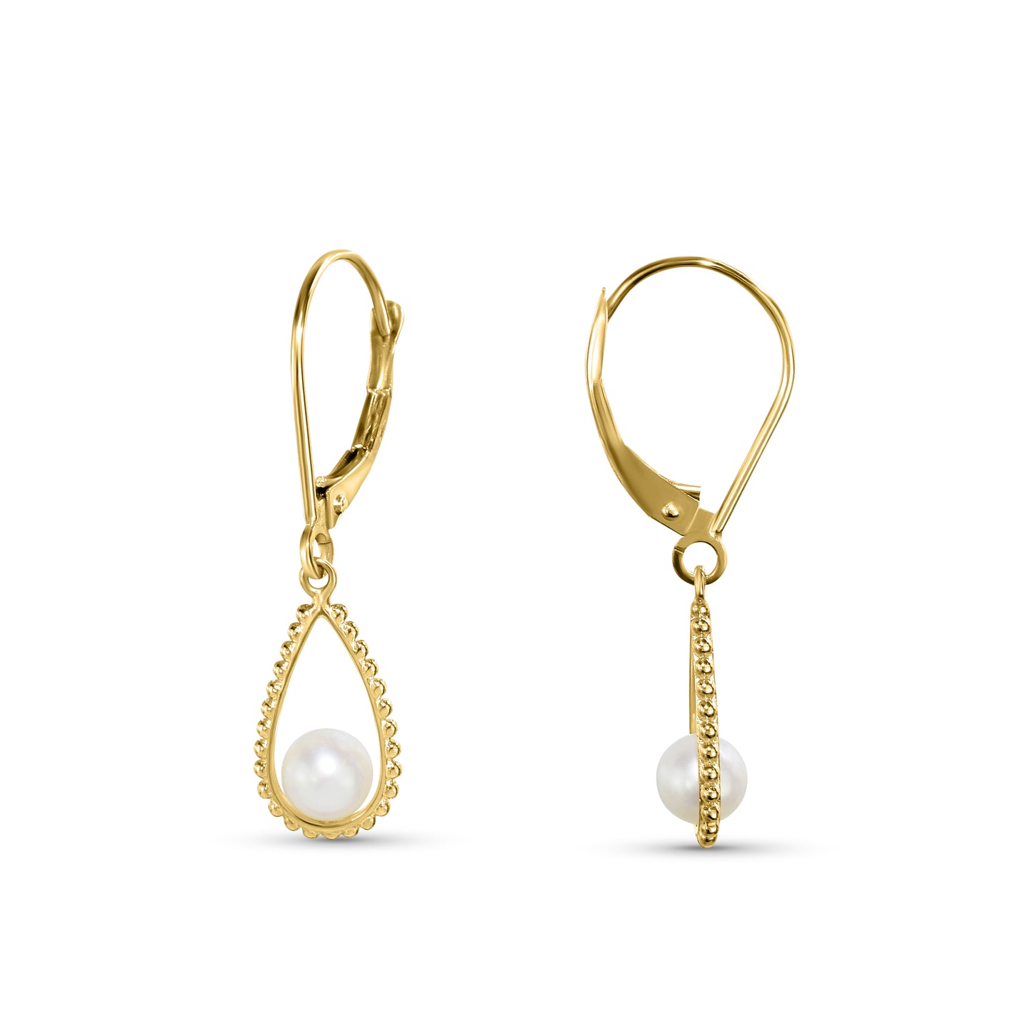 14k White Pearl Open Gold Pear Shape