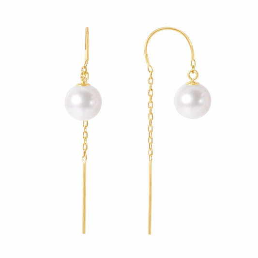 14k White Pearl Threader Earring