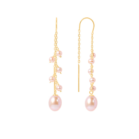 14k Pink Freshwater Pearl Dangle Threader Earring