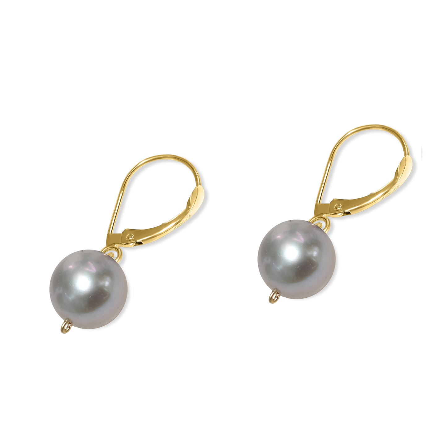 14k Grey Pearl Leverback Earring