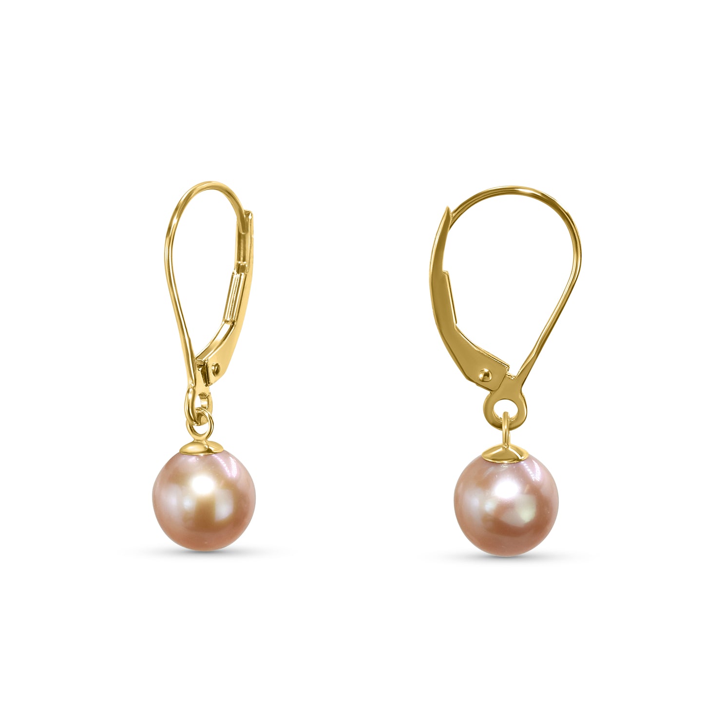 14k Natural Pink Pearl Leverback Earring