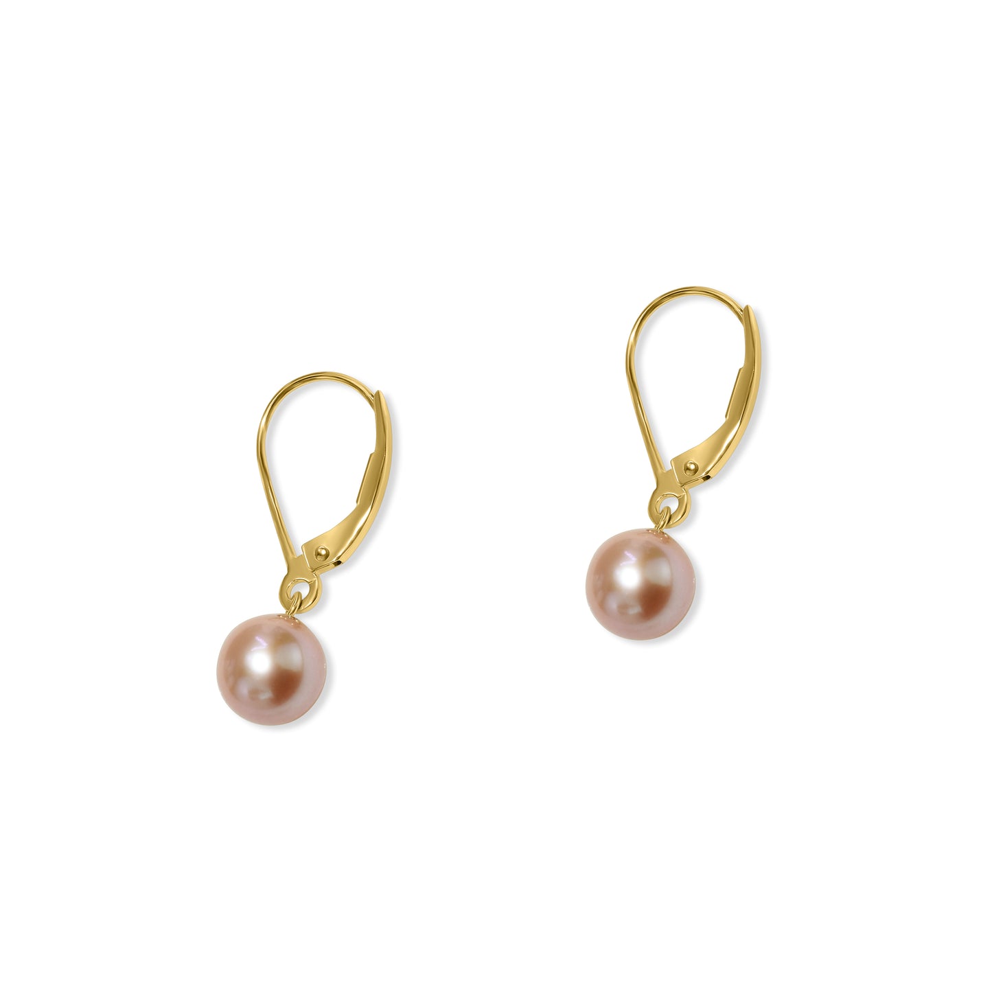 14k Natural Pink Pearl Leverback Earring