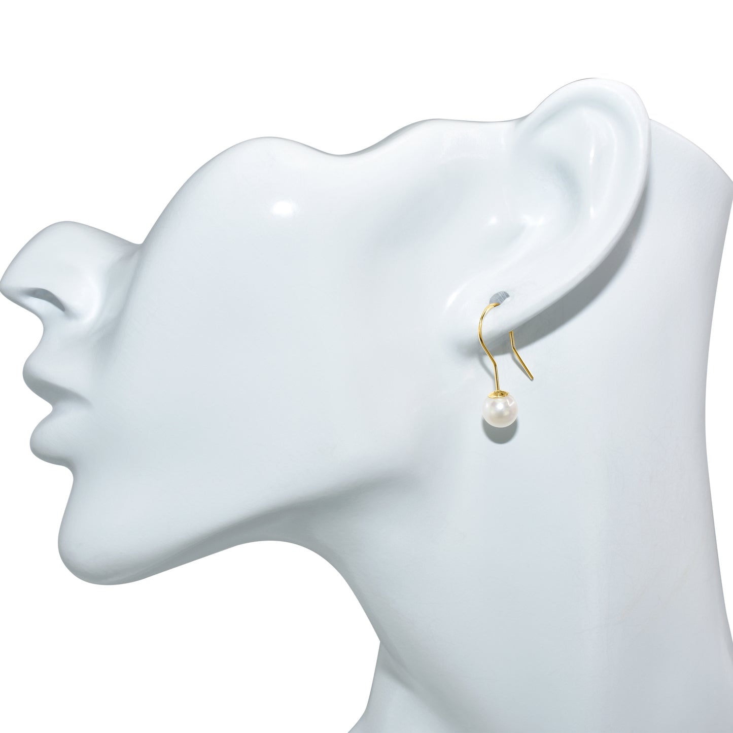 14k White Freshwater Pearl Drop Hook Earring