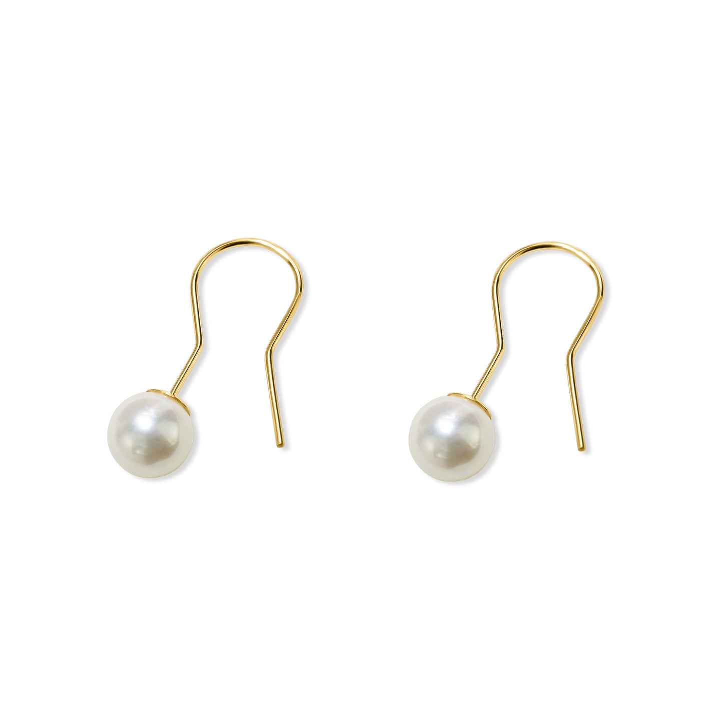 14k White Freshwater Pearl Drop Hook Earring